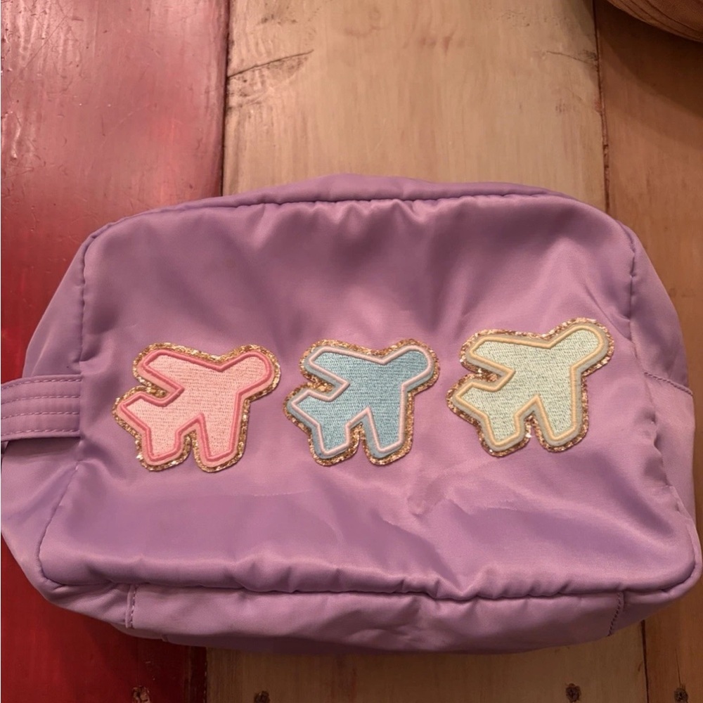 Stoney Clover Lane Lavender Pouch with Pink, Blue & White Plane Patches